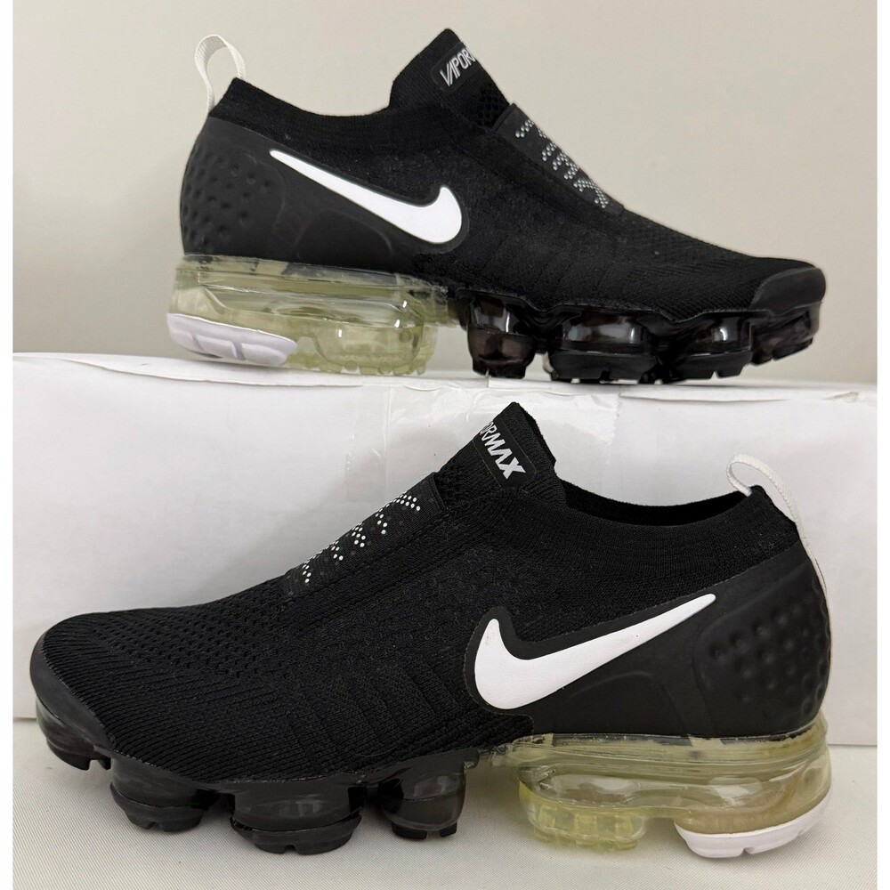 Nike Air Vapormax Women Size 8 Flyknit Moc Moon Particle Black White AJ6599-202